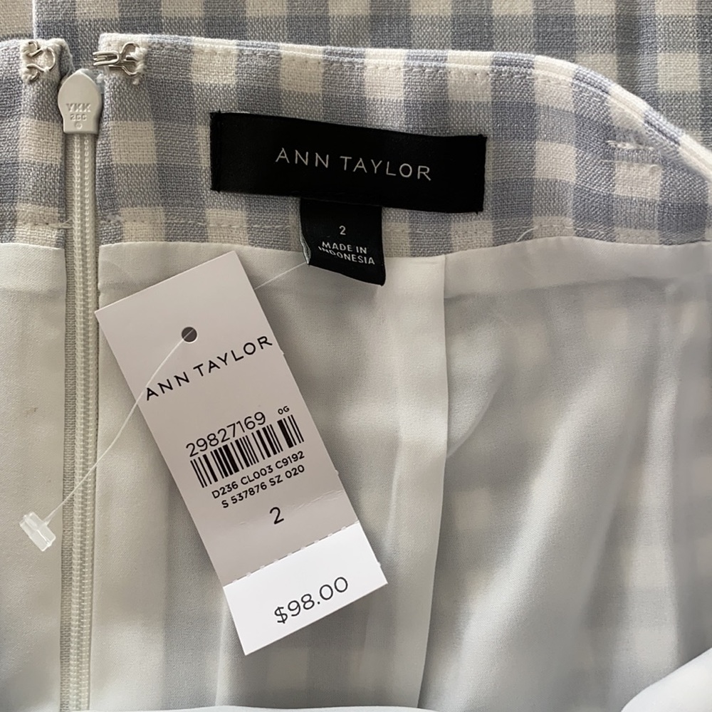 Ann Taylor light baby blue gingham pencil skirt - Picture 4 of 5